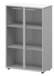 Шкаф средний со стеклом в ал. рамке Кортез СМШ38RS(Б)