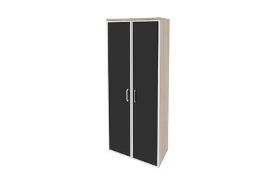 Шкаф высокий широкий (2 высоких фасада стекло лакобель в раме) O.ST-1.10R white/ black