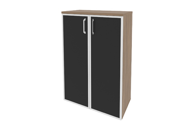 Шкаф средний широкий (2 средних фасада стекло лакобель в раме) O.ST-2.4R white/ black