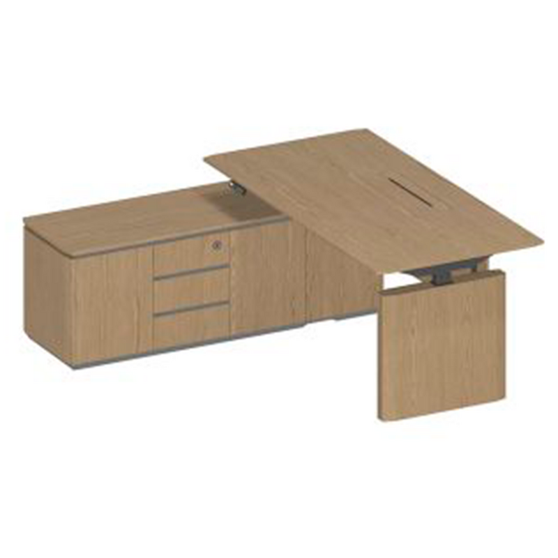 Стол руководителя на электроприводе на опорной тумбе левый ИН 136 ГР