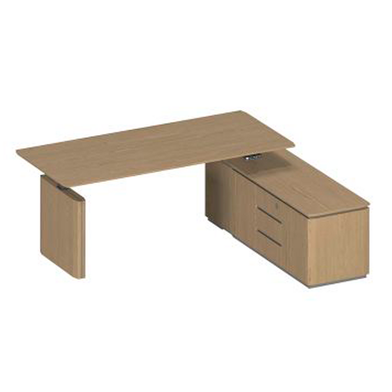 Стол руководителя на электроприводе на опорной тумбе правый, без экрана ИН 135 ГР