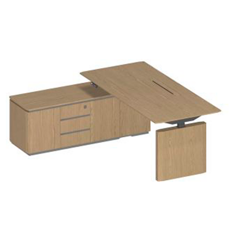 Стол руководителя на электроприводе на опорной тумбе левый, без экрана ИН 132 ГР