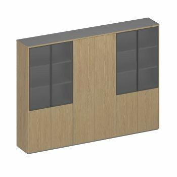 Шкаф для документов высокий 6-дверный (высокий комбинированный+для одежды+высокий комбинированный) ИН 374 ГР