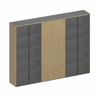 Шкаф для документов высокий 6-дверный (высокий со стеклом+для одежды+высокий со стеклом) ИН 361 ГР