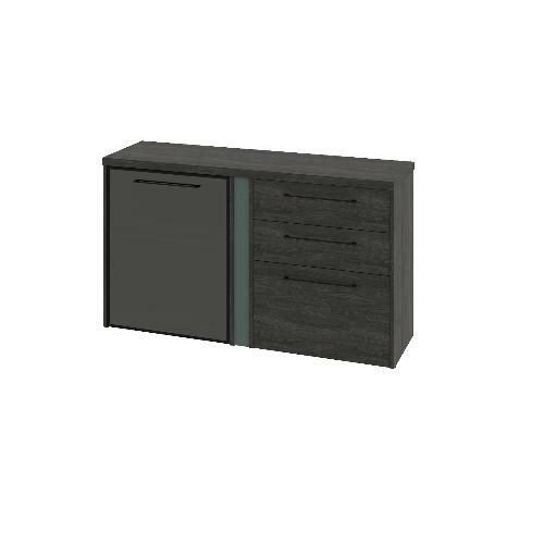 Тумба двухсекционная с дверью стеклянной в профиле левой и 3 ящиками G-681.02L