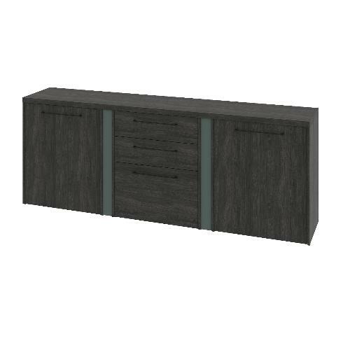 Тумба трехсекционная с 2 ЛДСП дверьми и 3 ящиками G-691.01