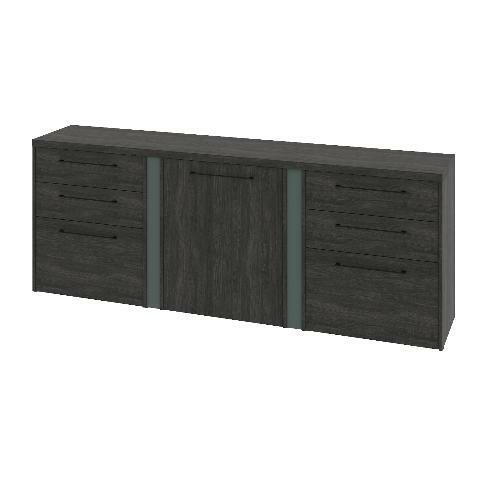 Тумба трехсекционная с дверью ЛДСП левой и 6 ящиками G-691.02L