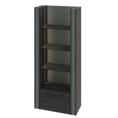 Стеллаж с подсветкой, стеклянными полками и ящиком G-71