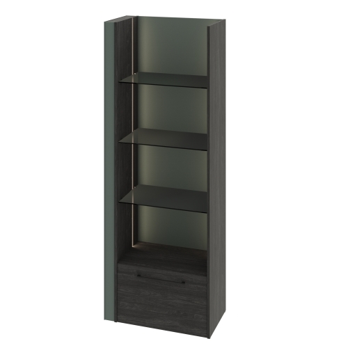 Дополнительная секция стеллажа с подсветкой, стеклянными полками и ящиком G-711